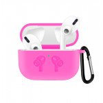 Wholesale Airpod Pro Charging Case Protective Silicone Cover Skin with Hang Hook Clip (Hot Pink)